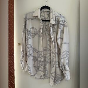 H&m abstract print satin button down shirt